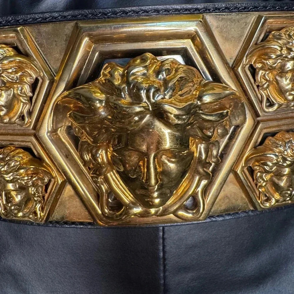 Rare Versace Limited Edition Medusa Bondage Leather Belt.